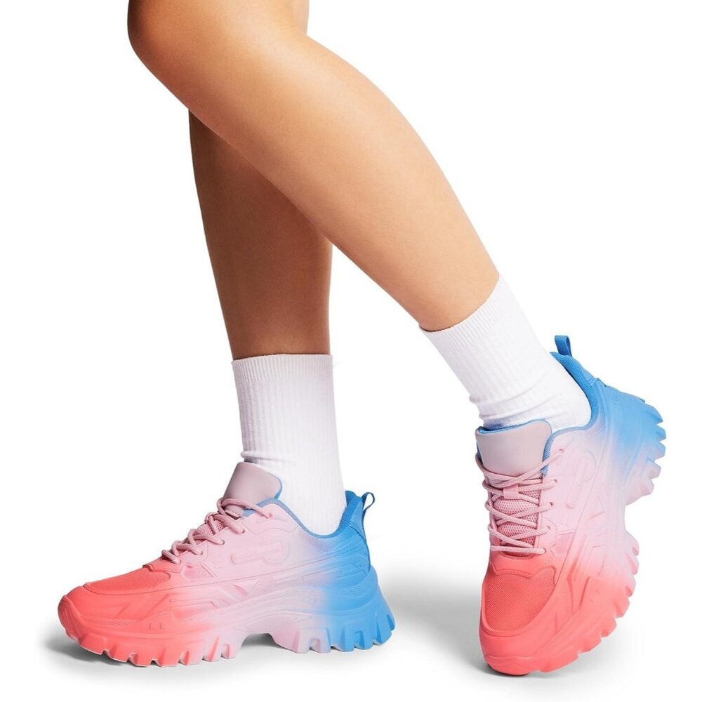 Women's Rainbow-bold Ethylene Vinyl Acetate Chunky Platform Fashion Sneakers - Picture 2 of 8